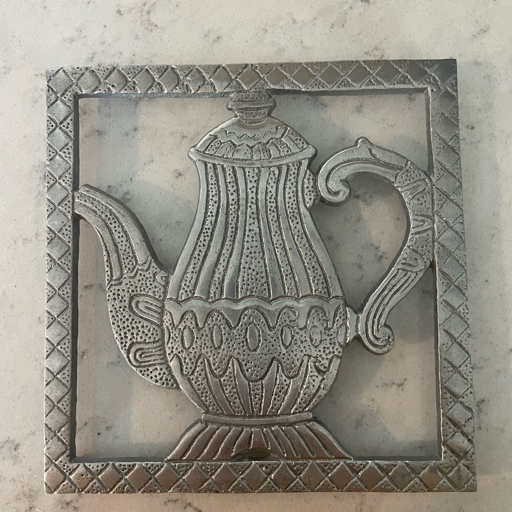 Silver Pewter Teapot Trivet